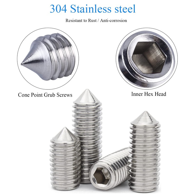 HanTof 340Pcs Metric M2.5/M3/M4/M5/M6/M8 304 Stainless Steel Allen Head Hex