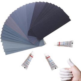 Extra Fine Sand Paper 120 to 20000 Grit, 36 PCS Sandpaper Sheets with 3 Finger Cots, Assorted Wet Sanding Paper Automotive Sandpaper Assortment, for Car Wood Metal Furniture 9.1 x 3.6''