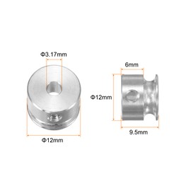 HARFINGTON V-Type Pulley 3.17mm Bore 12mm Outer Dia Single Groove Aluminum Alloy for 3MM PU Round Belt Motor Shaft Drilling Machine