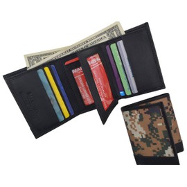 Marshal RFID Camouflage Blocking Men's Leather Camo Classic Trifold ID Card Holder Wallet