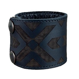Anthology Gear Stylish Leather Cuff Bracelet Full Grain Wide Wristband For Men and Women (Unisex) Adjustable to 8" or 9 1/4" (Aztec Carbon Black, Large/X-Large)