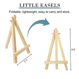 Cretty-Meet 4 PCS Mini Wood Easel Small Tabletop Easel Display for Painting Art Crafts Photos, Mini Wood Display for Offices, Living Rooms, Bedrooms