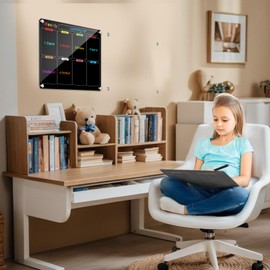 Bysameyee Fridge Calendar Meal Planning Board, Dry Erase Acrylic Magnetic Monthly Weekly Calendar Planner for Refrigerator with 6 Colors Markers (Black-Weekly+Monthly(15.7x11.8))