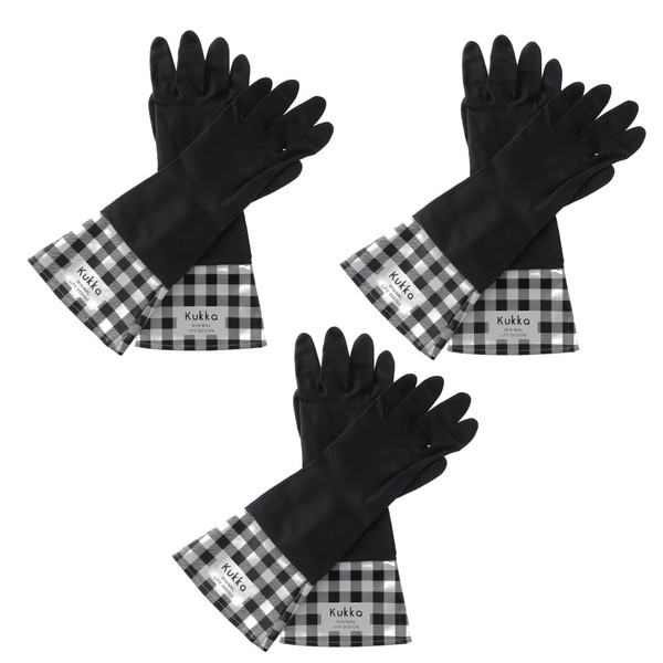 SWINGPLUS Kitchen Gloves, Latex Gloves, For Household Use, Kitchen, Housework, Waterproof, Cooking, Cleaning, Washing, Rough Prevention, Set of 3 (3)