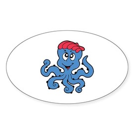 CafePress Cartoon Octopus Character Sticker Oval Car Bumper Sticker