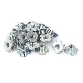 uxcell M8 Metric 4 Pronged Tee Nut T-Nut for Table Legs Rock Climbing Wall Woodwork Holds Wood Cabinetry 20 Pcs