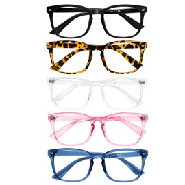 AIMISUV 5 Pack Reading Glasses for Women Men, Blue Light Blocking Computer Readers UV Glare(Multicolor, 2.75x)