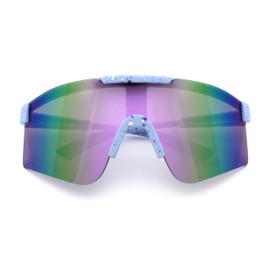 Xloop Boys Child Size MTB Shield Color Mirror Rimless Plastic Sport Sunglasses [Lavender - Lavender Mirror]