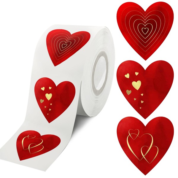 easykart labels 500 Red Heart Shape Valentine's Day Stickers with