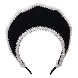 Renaissance Elizabethan Tudor Queen Royal Coronet Hooded Hat for Women Anne Boleyn Headband Victorian Headpiece (Black)
