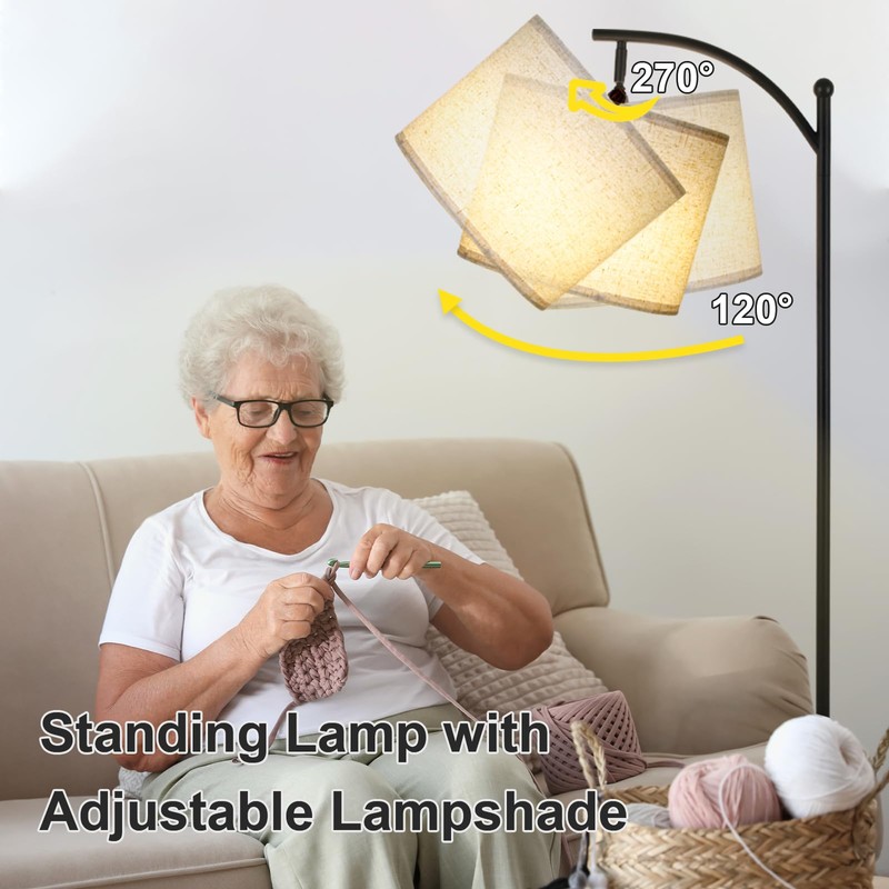 LALISU Modern Floor Lamp, 3-Ways Dimmable Standing Lamp with Linen