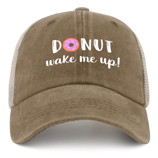 Funny Donut Wake Me Up Retros Hats for Mens Baseball