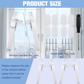 ZOCONE 4 Pcs Window Handles for UPVC Windows with Screwdriver, Right/Left Hand White Window Handle Replacement with Security Locks, Zinc Alloy Universal Window Handles for UPVC Window and Door