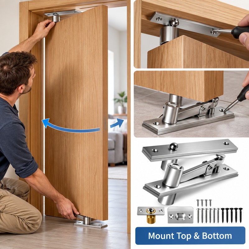 Heavy Duty Door Pivot Hinges – 200 LB Concealed 360°