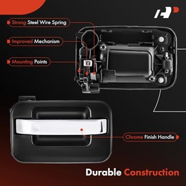 A-premium - Manija de Puerta Exterior Trasera Derecha del Lado del Pasajero Compatible con Ford F-150 2004-2014 Crew Cab Pickup y Lincoln Mark Lt 2006-2008, Carcasa Negra Imprimada con Palanca Cromada