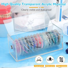 ANNWAH Power Chain Organizer Case, Premium Acrylic Dental Orthodontic Elastic Chain Dispenser Securely Store & Organize Braces Rubber Bands With The Clear Lid Ideal For Clinics & Patients