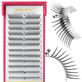 SEEDEW Pre-Made TiltSpire Lashes, MGXF-264PCS C Curl MIX8-15mm 0.07mm 12 Rows/Tray, Quickly Apply, Beginner Friendly, Comic Eyelash Extensions for Lash Artist Salon(Black-0.07-C-MIX8-15) MGXF