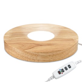 FuoiCorn Wood Crystal Display Base Light - LED Illuminator for Artworks, 3 Light Modes with 10-Level Dimming & Auto Timer (Yellow, 5.9 inch)