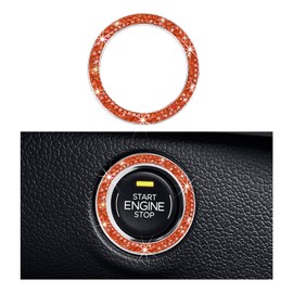 Yourkar Car Bling Engine Start Ring Decal, Sparkling Crystal Rhinestone Auto Push Start Button Cover Sticker, Decorative Key Ignition Knob Ring for Most Cars, Car Accessories (Orange, 1 PC)