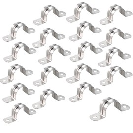 Generic Stainless Steel Pipe Strap Clamps, 16mm, U-Shaped Saddle Clamps for Pipes, 25-Piece Set