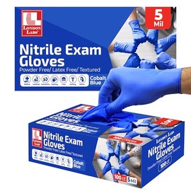 London Labs Cobalt Blue 5 Mil Nitrile Exam Gloves Disposable Latex Free | Medical Rubber Gloves for Doctors, EMT, First Aid Kit, Food Service & Cleaning | Pack of (200 CT)