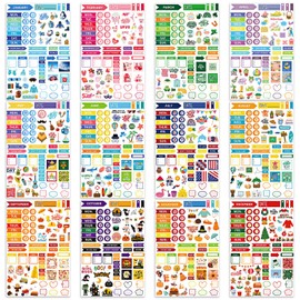 24 Sheet Aesthetic Assorted Planner Stickers 1000+ Monthly Daily Calendar Seasonal Stickers Colorful Journaling Holiday Stickers with General Events for Planning Women Adults Scrapbook