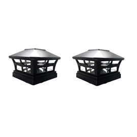 JAYXC HOME Solar Super Bright SMD LED 28 Lumen Outdoor Post Cap Lights for 6x6 PVC, Vinyl, or Plastic Post (Black Finish Color) (Set of 2 Lights)