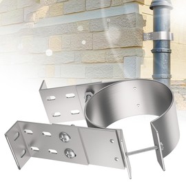 YUEYIN 3" Adjustable Fireplace Chimney Wall Bracket, Pellet Chimney Wall Strap, Ventilation Duct Wall Fixing Bracket, Metal, Silvery