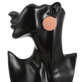 Winssigma Button Earrings, Large Round Acrylic Stud Earrings for Women(Peach)