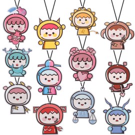 Car Air Fresheners 12Pcs, Cute Cartoon Car Interior Accessories Car Hanging Scents Fresheners Automotive Interior Decor Birthday Christmas Gift for Men Women