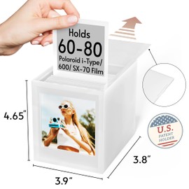 WINKINE Acrylic Polaroid Photo Frame & Film Storage Box for Polaroid i-Type/600/SX-70 Film/Instax Square Film, Instax Frame 4.2’’x3.5’’ with Sliding Lid, Wedding Guest Book Alternative, White, 2 Pack