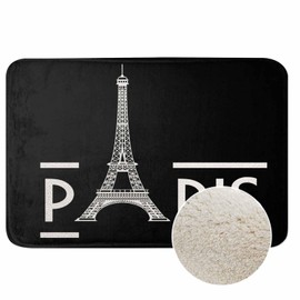 Paris Eiffel Tower Bathroom Mat Rugs Microfiber Faux Cashmere Thick Plush Bath Mat Non-Slip Water Absorbent Bath Carpet for Bathtub Bathroom Floor Tub 20 x 30 Inch