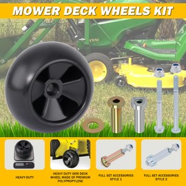 XaXmTee Lawn Mower Deck Wheels 4 Pack Deck Wheels with Full Accessories Kit Replace for John Deere AM116299 AM125172 AM133602 M111489 Replace for MTD 734-04039 753-04856 734-3058
