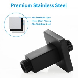 Straight Shower Arm with Flange Ceiling Mount Square Shower Extender for Fixed Shower Head 3 Inch Rainfall Shower Head Arm Extension, Matte Black