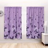 ARTALL Blackout Curtain Purple Butterfly Pattern Room Darkening Window Curtain