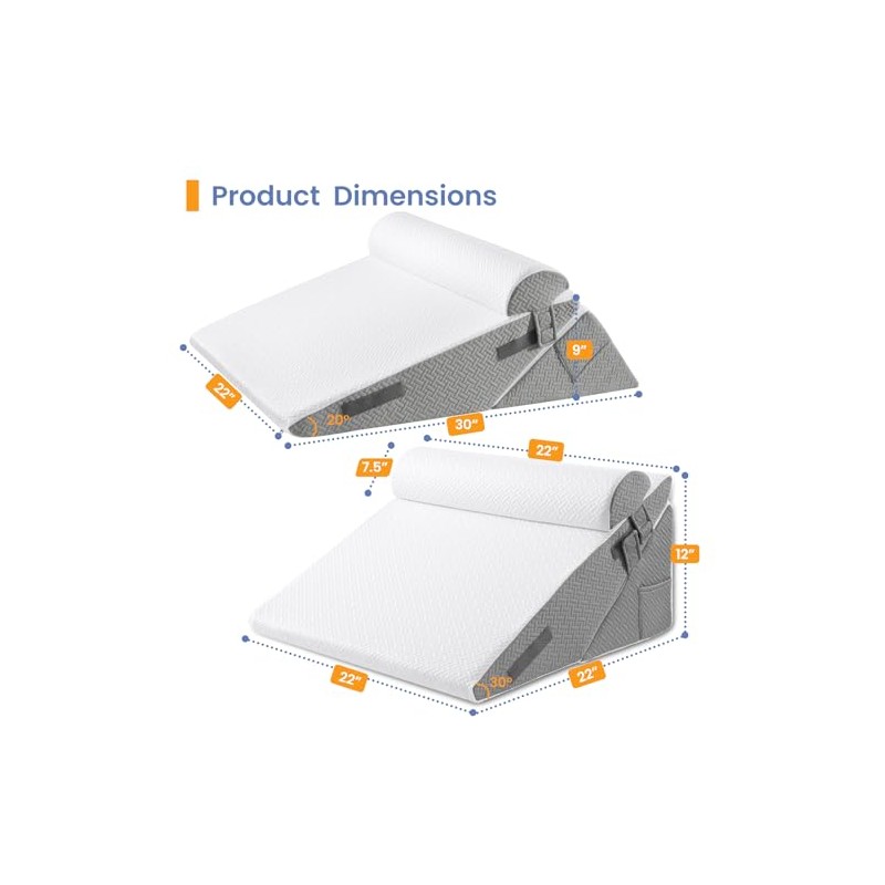 Sasttie Wedge Pillow Set for After Surgery, 2PCS Adjustable Bed