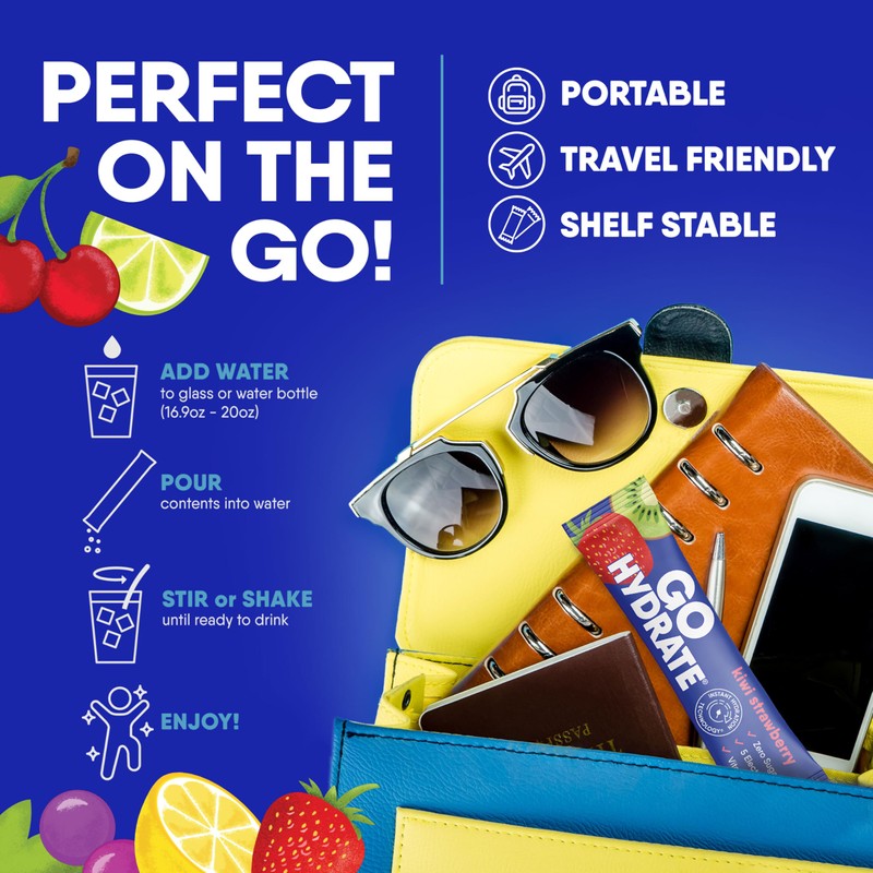 GoHydrate Instant Hydration Powder Packets - Low Sodium Electrolytes Drink