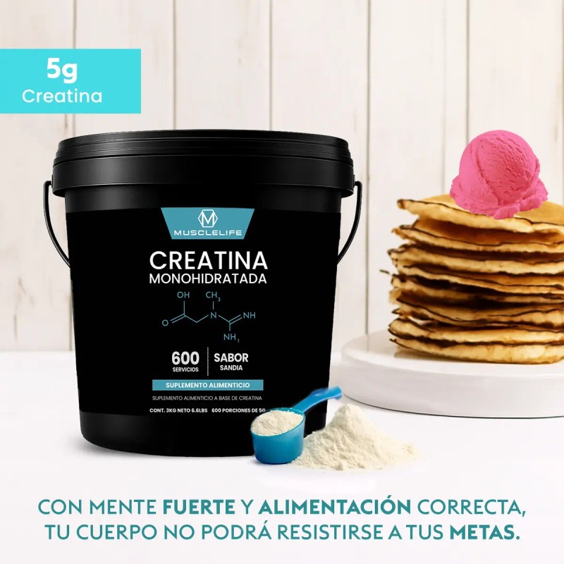 Creatina Muscle Life Monohidratada 3kg 600 Servicios Varios