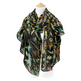 DAMILY Scarves & Shawls for Women, 180 x 85 cm Women's Scarf with Floral Scarf, for Summer, Autumn, Winter, All Year Round, black