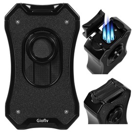 Gioflv One Piece Deluxe Lighter,Precious Metal Forged,with Four Torch Flames,with Stand,Windproof Jet Flame,Flashlight,Butane Lighter,for,Candles,Camping,Outdoors (No Butane Fuel)