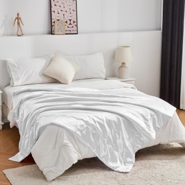 Luofanfei Satin Blanket, White, Bedspread, Bedroom, Satin Blanket, Sofa Throw, Modern Soft Pattern, Sofa Throw, 150 x 200 cm