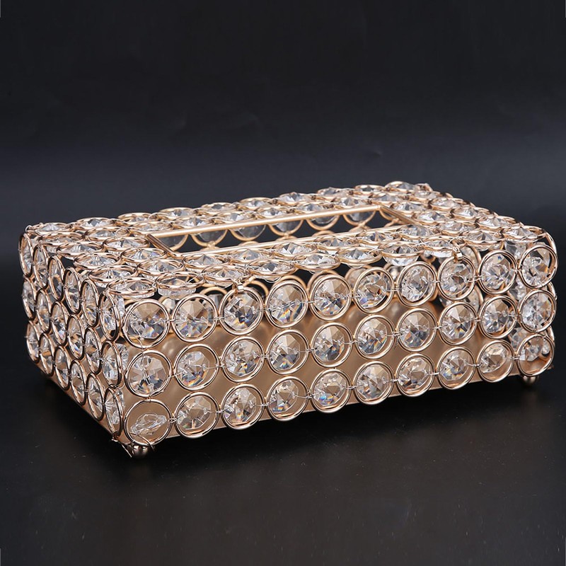 Crystal Tissue Box Holder, Rectangular Tissue Organizer Crystal Facial Tissue