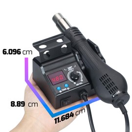 WEP 8858-V Hot Air Soldering Station Kit with Compact Size, Integrated Nozzle Holder, 3 Nozzles, 2 Tweezers, Adjustable Temperature& Air Volume, PID Program, °C/°F Conversion and More (UK Plug)