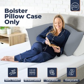 Rohi Bolster Pillow Cases - Soft & Breathable Polycotton Long Pillow Cover - Bolster Pillow Case (6ft (72") Super Kingsize Bed, Grey)