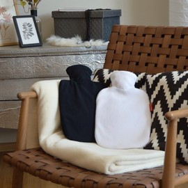 Hugo Frosch Classic Hot Water Bottle 1.8 L with Fleece Cover Black