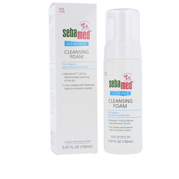 Sebamed Clear Face Cleansing Foam pH 5.5 for Acne Prone Skin Gentle Deep Pore Cleanser with Provitamin B5 5.0 Fluid Ounces (150 Milliliters).