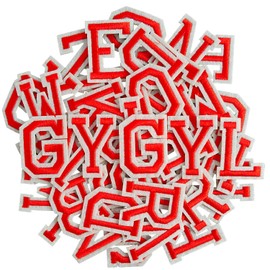 GYGYL 104 Pieces Iron on Letter Patches, Embroidered A-Z Letter Patches for Clothes, Dress, Hat, Socks, Jeans, DIY Accessories-2 Inch Red