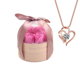 Conjunto Collar Rosa Eterna, Conjunto de Caja de Flor Eterna Regalo Romántico Aniversario de Bodas, Día de la Madre, San Valentín, Aniversario, Navidad, regalo para mamá, Esposa, Novia, Prometida