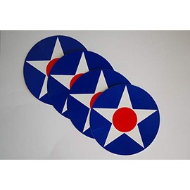 (4 Pack) US Army Air Corps USAAC Vinyl Stickers WWII Aircraft Roundel USAF USA 4" Diameter Decals (X4PS88)