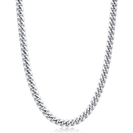 Momlovu Silver Chain for Men/Women Boys, 18K Gold Plated Men/Women 's Necklaces Chain Cuban Link Chain for Men/Women 4mm/6mm 18/20/22/24/26inch